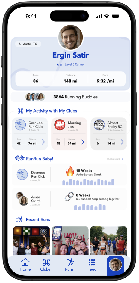 RunRun App Profile Page